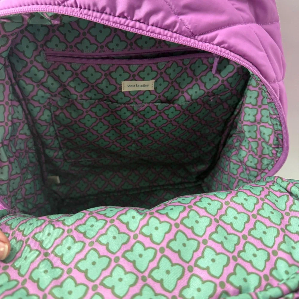 Vera Bradley Quilted Performance Twill Backpack and Lunch Bag Set Purple Orchad